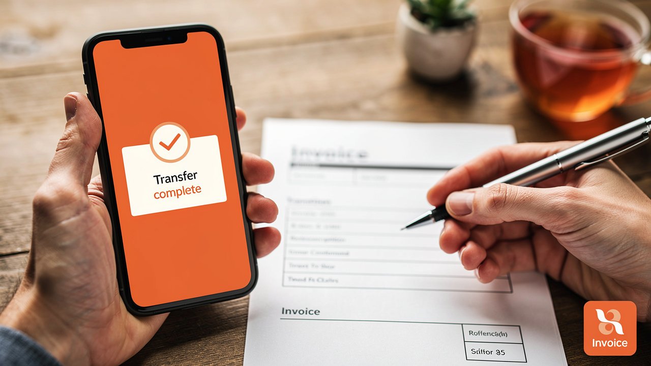 Freelancer finalizing invoice with clear payment terms